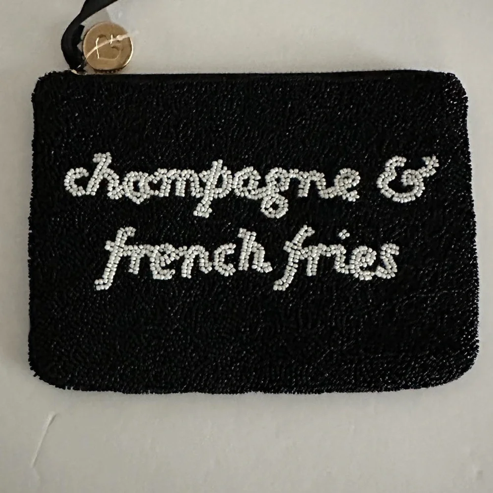 NWT Kate Spade Target New York - Champagne & French Fries Beaded Clutch Black - Picture 2 of 11